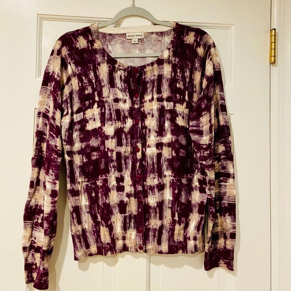 Studio Works Cardigan in Purple Pattern- Size Large - Picture 1 of 7